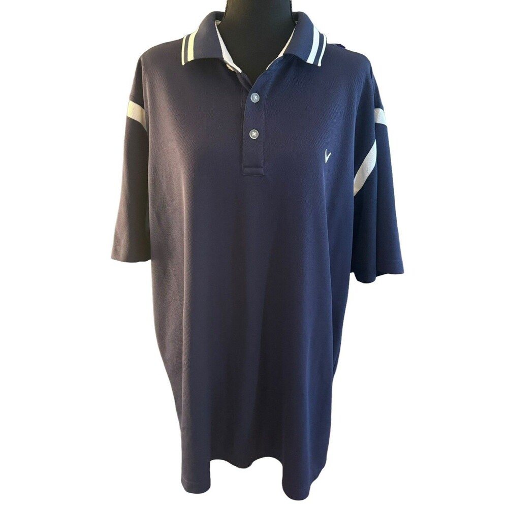 CALLAWAY Mens Golf Polo Shirts - XXLarge Blue With White Stripe 2XL‎